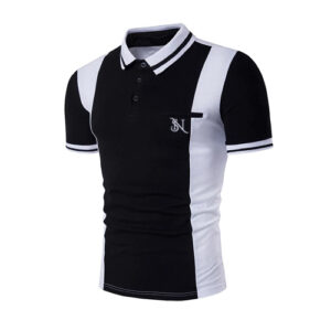 Men’s Black & White Contrast Panel Polo Shirt