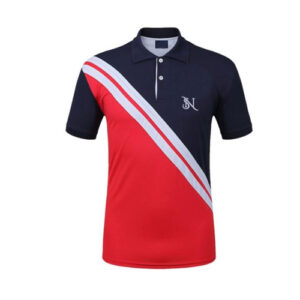 Men’s Navy & Red Diagonal Striped Polo Shirt
