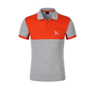 Men’s Grey & Orange Color Block Polo Shirt