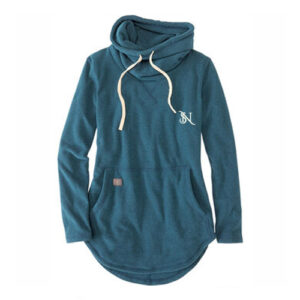 Women’s Teal High-Neck Longline Hoodie – Cozy Winter Essential