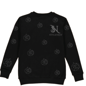 Stylenest Unisex Black Pumpkin Print Sweatshirt