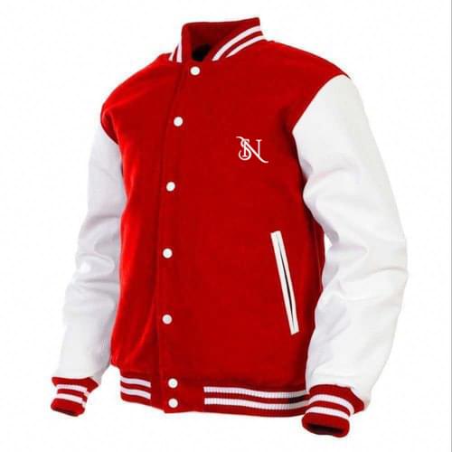 Menβs Red & White Premium Varsity Jacket