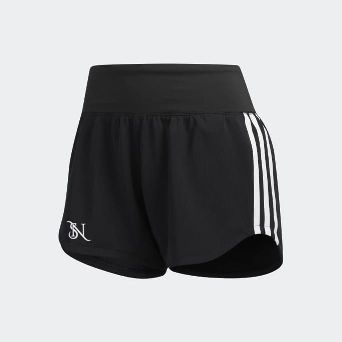 Women’s Black High-Waist Athletic Shorts with Side Stripes