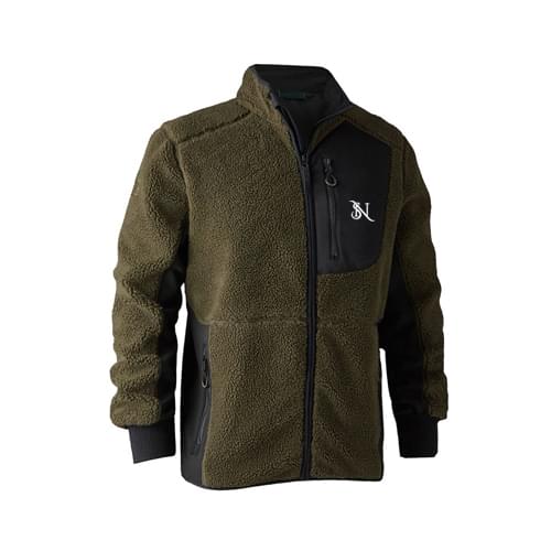 Men's Olive Green Sherpa Fleece Zip-Up Jacket