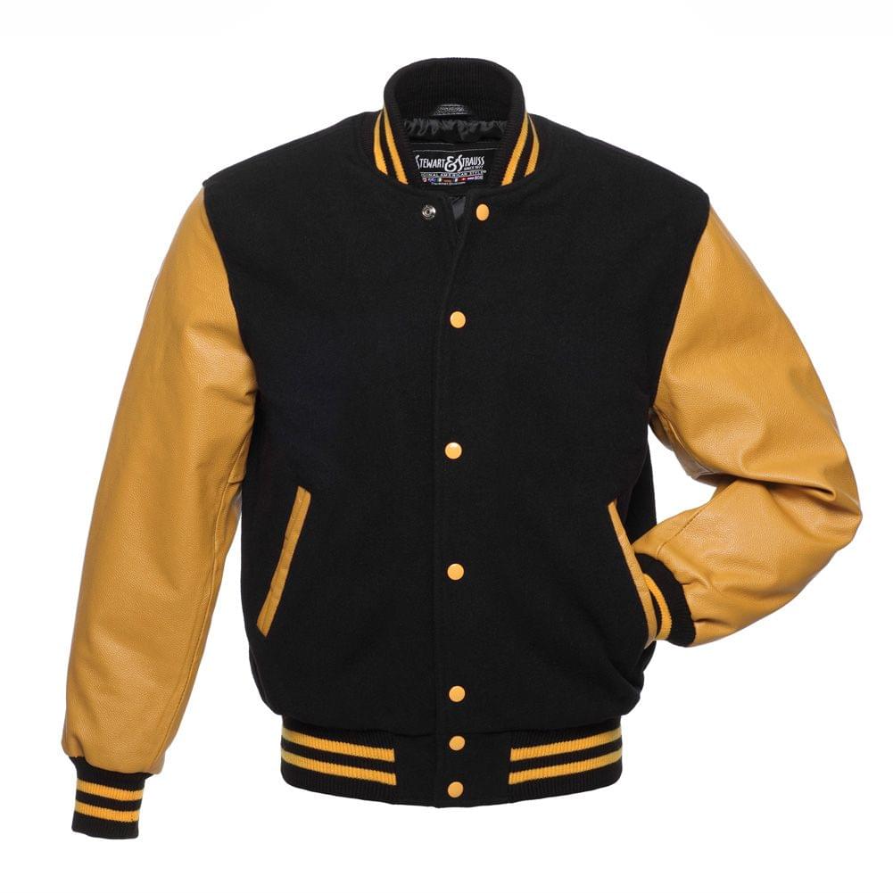 Men’s Black & Mustard Premium Varsity Jacket