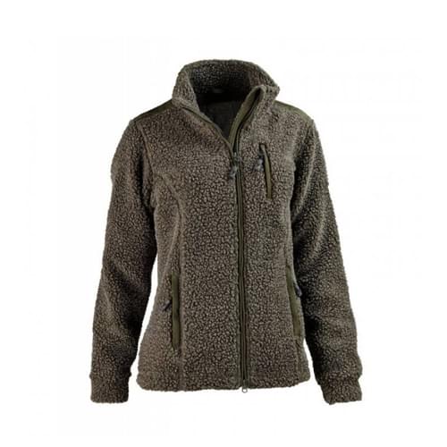 Women's Olive Sherpa Fleece Zip-Up Jacket